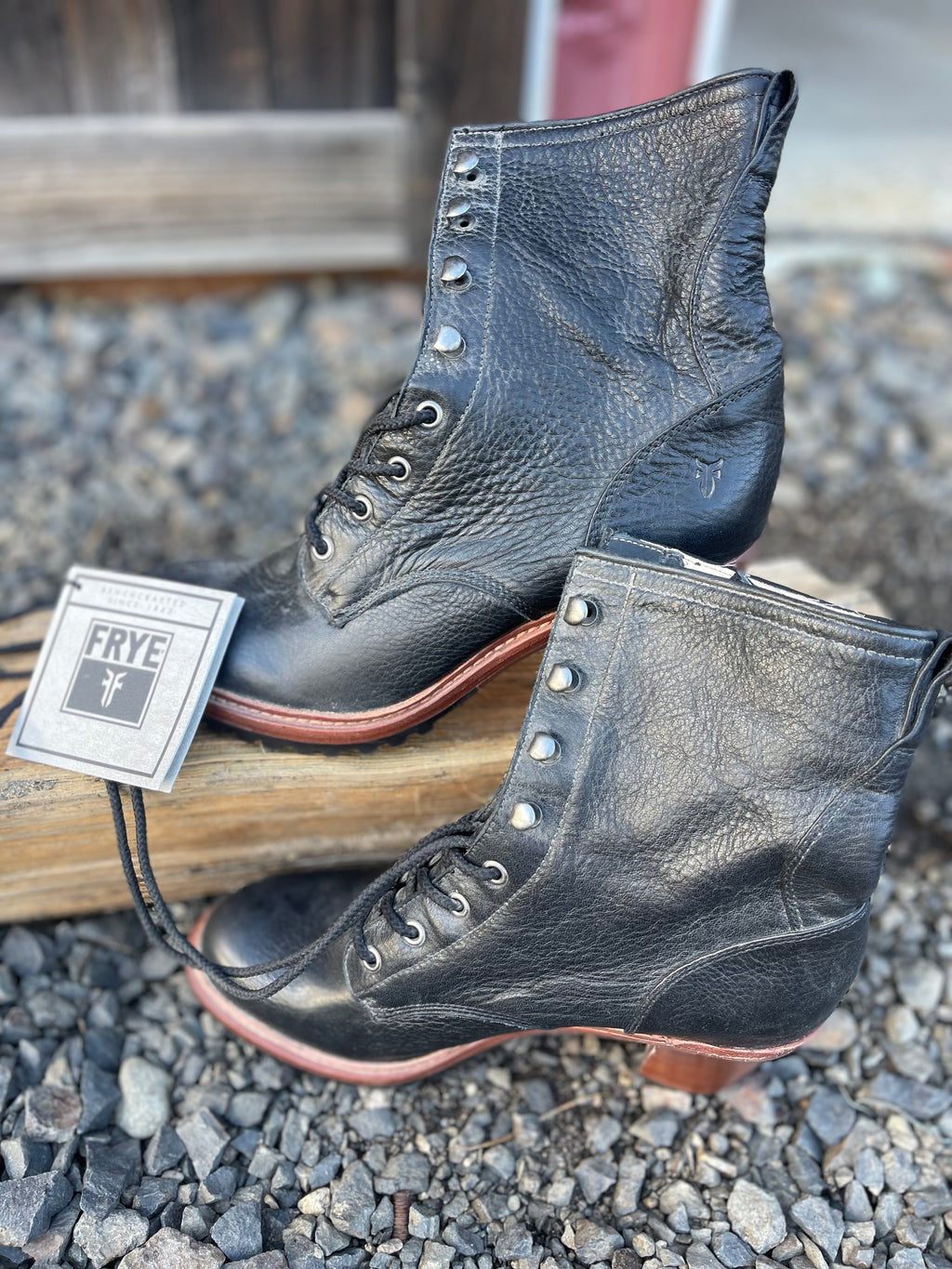 FRYE Lucy Lace-Up Leather Boots