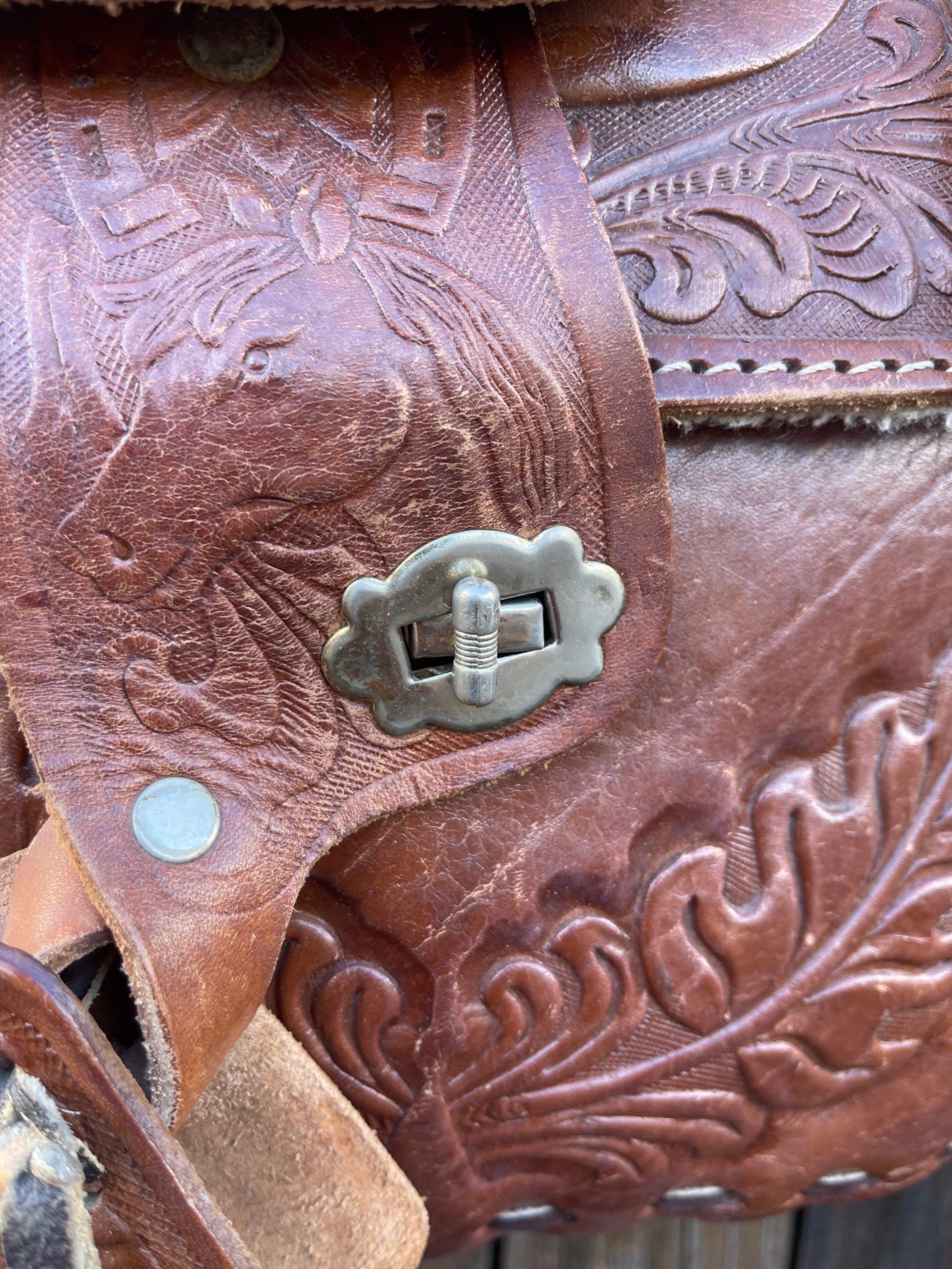 Vintage Saddle Bag- Genuine Tooled Leather