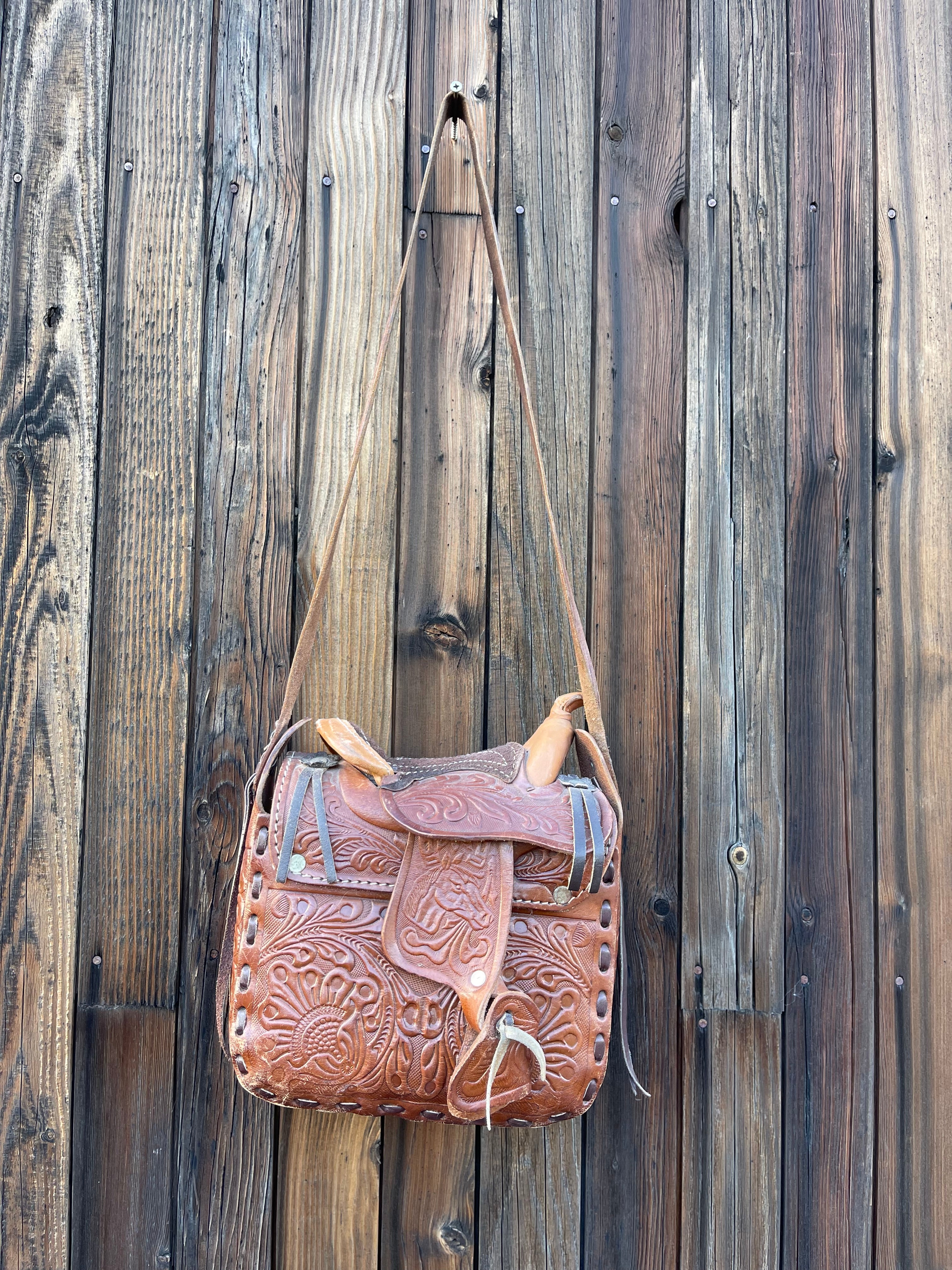 Vintage Saddle Bag- Genuine Tooled Leather