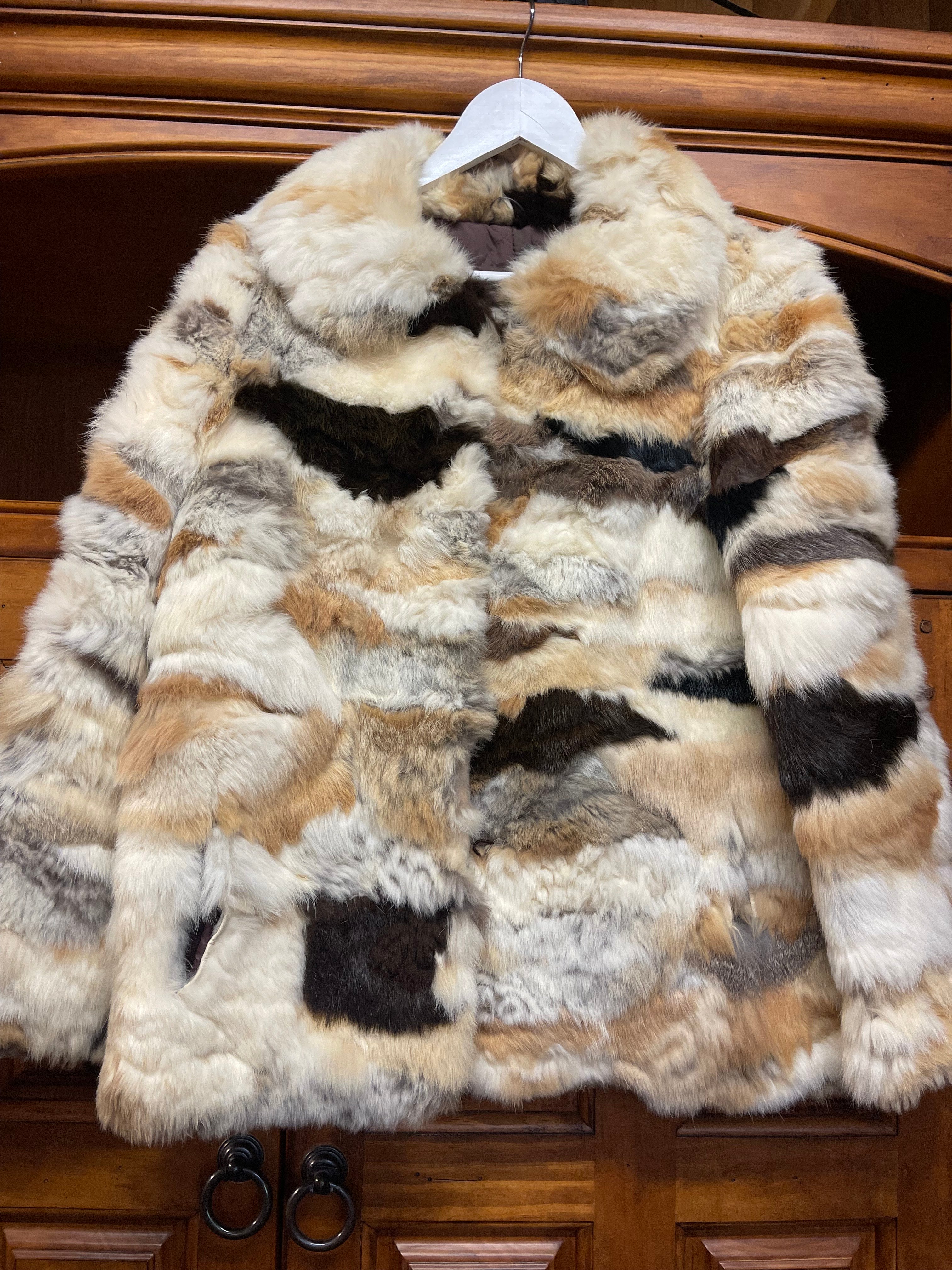 Real Mixed Rabbit Fur Coat