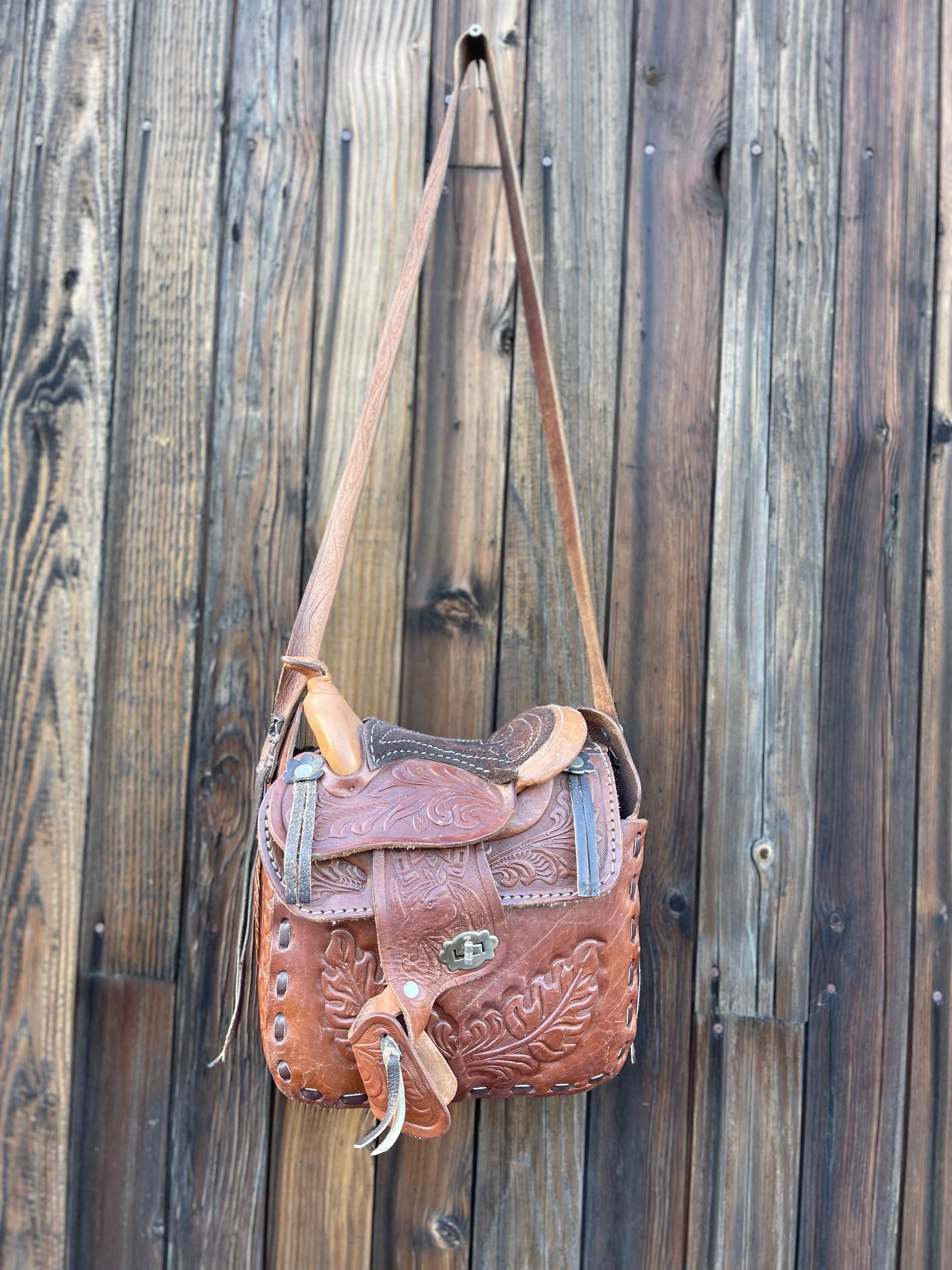 Vintage Saddle Bag- Genuine Tooled Leather