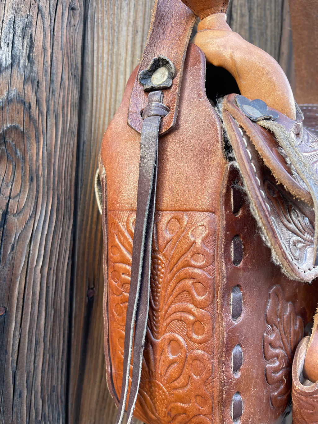 Vintage Saddle Bag- Genuine Tooled Leather