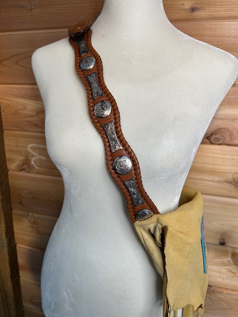 Handcrafted Tony Lama Concho Belt &amp; Fringe Leather Satchel – Western One-of-a-Kind Piece