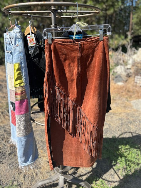 Authentic Leather Fringe Skirt
